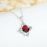 Natural Red Garnet Gemstones Pendant Necklaces Women's 925 Sterling Silver