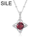 Natural Red Garnet Gemstones Pendant Necklaces Women's 925 Sterling Silver