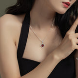Natural Red Garnet Gemstones Pendant Necklaces Women's 925 Sterling Silver