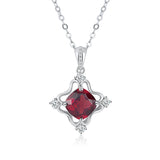 Natural Red Garnet Gemstones Pendant Necklaces Women's 925 Sterling Silver