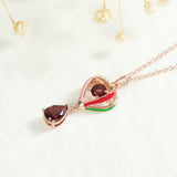 Red Garnet Water Drop Lantern Pendant 925 Sterling Silver Necklace