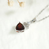 Red Garnet Crown Pendant Necklace 925 Sterling Silver Jewelry Women