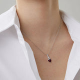 Red Garnet Crown Pendant Necklace 925 Sterling Silver Jewelry Women