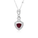 Red Garnet Pendant Necklace Women Sterling Silver Zircon Clavicle Chain