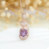 Rose Plated Amethyst Fox Pendant Necklace 925 Sterling Silver Dating Jewelry