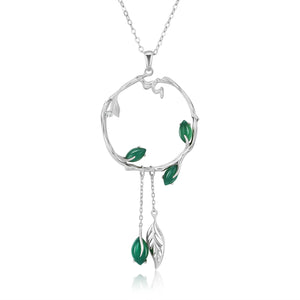 Natural Chalcedony Rattan Pendant 925 Sterling Silver Necklace
