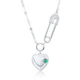 Emerald Heart Necklace 925 Silver Pendant Chain Gift