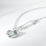 Emerald Heart Necklace 925 Silver Pendant Chain Gift