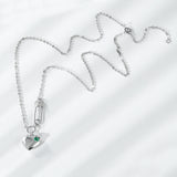 Emerald Heart Necklace 925 Silver Pendant Chain Gift