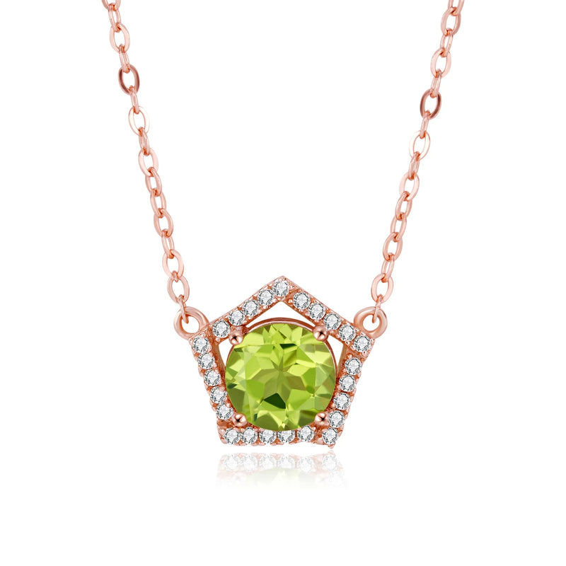 925 Silver Pentagon Pendant Necklace Amethyst Peridot Jewelry
