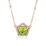 925 Silver Pentagon Pendant Necklace Amethyst Peridot Jewelry