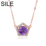 925 Silver Pentagon Pendant Necklace Amethyst Peridot Jewelry
