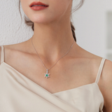 925 Silver Snowflake Pendant with Emerald Necklace