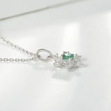 925 Silver Snowflake Pendant with Emerald Necklace