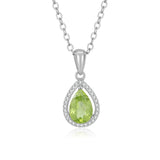 Water Drop Citrine Peridot Pendant Necklace 925 Silver Women Party Jewelry