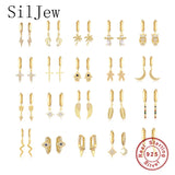 925 Silver Rainbow Snake Eye Angel Cross Moon Lightning Feather Hoops Earrings