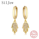 925 Silver Rainbow Snake Eye Angel Cross Moon Lightning Feather Hoops Earrings