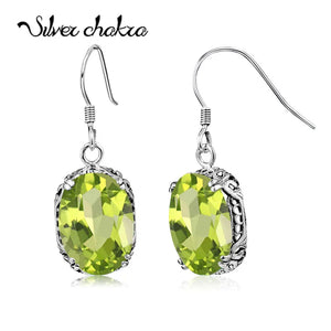 Long Green Peridot Earrings Sterling Silver Fine Jewelry