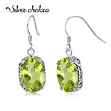 Long Green Peridot Earrings Sterling Silver Fine Jewelry