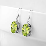 Long Green Peridot Earrings Sterling Silver Fine Jewelry