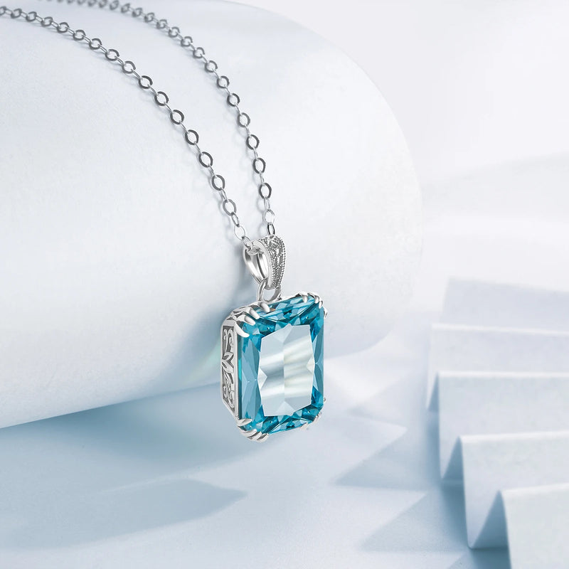 SILVERCHAKRA Sterling Silver Necklace Aquamarine Pendant Fine Jewelry Filigree