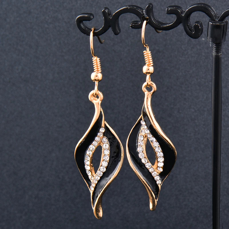Charm Enamel Leaf Drop Earrings Female Jewelry