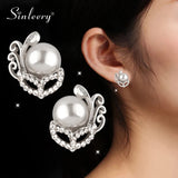 Pearl Clip On Earrings Silver Bride Wedding Jewelry