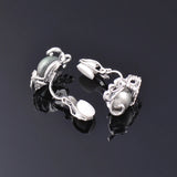 Pearl Clip On Earrings Silver Bride Wedding Jewelry