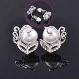 Pearl Clip On Earrings Silver Bride Wedding Jewelry