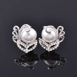 Pearl Clip On Earrings Silver Bride Wedding Jewelry