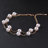 2 Layer Link Chain Bracelet Rose Silver Wedding Jewelry