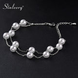 2 Layer Link Chain Bracelet Rose Silver Wedding Jewelry