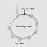 2 Layer Link Chain Bracelet Rose Silver Wedding Jewelry