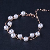 2 Layer Link Chain Bracelet Rose Silver Wedding Jewelry