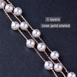2 Layer Link Chain Bracelet Rose Silver Wedding Jewelry
