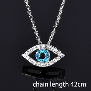 Evil Eye Rhinestone Eye Choker Necklace Silver