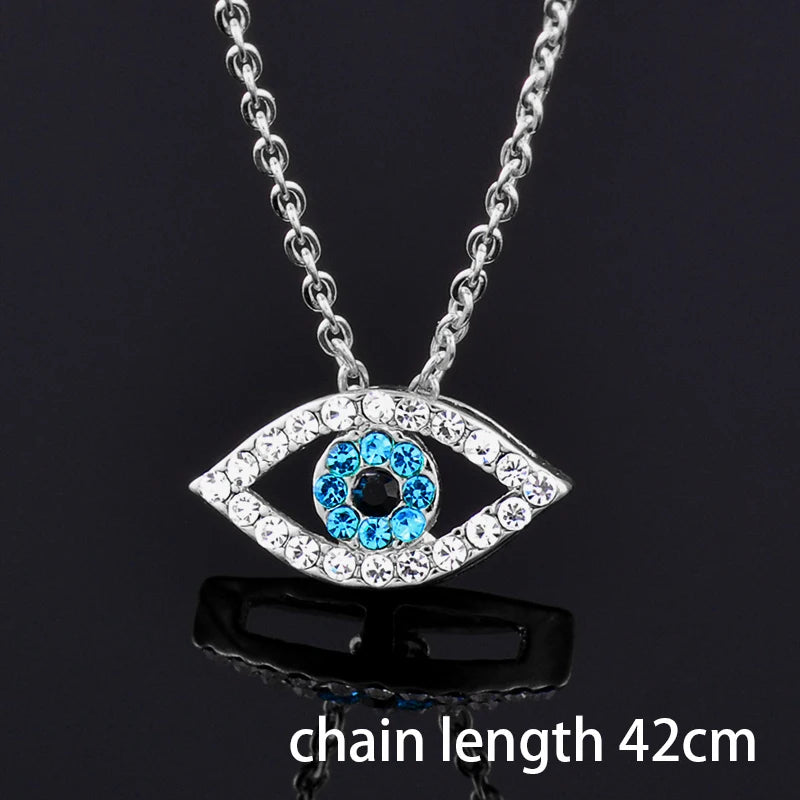 Evil Eye Rhinestone Eye Choker Necklace Silver