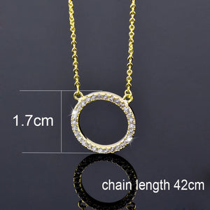 Tiny Crystal Circle Choker Necklace Silver Chain Jewelry