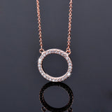 Tiny Crystal Circle Choker Necklace Silver Chain Jewelry