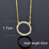 Tiny Crystal Circle Choker Necklace Silver Chain Jewelry