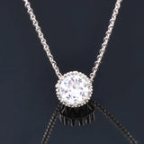 Tiny Crystal Circle Choker Necklace Silver Chain Jewelry