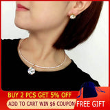 Cubic Zircon Pendant Choker Collar Necklace Silver Torques Chain