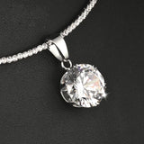 Cubic Zircon Pendant Choker Collar Necklace Silver Torques Chain