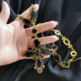 Vintage Long Necklace Cross Pendant Boho Jewelry