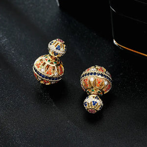 Cubic Zircon Micro Pave Ball Stud Earrings Lady Jewelry