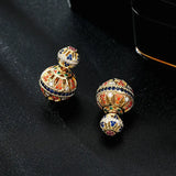 Cubic Zircon Micro Pave Ball Stud Earrings Lady Jewelry