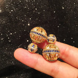 Cubic Zircon Micro Pave Ball Stud Earrings Lady Jewelry