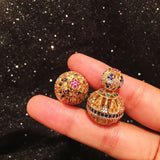 Cubic Zircon Micro Pave Ball Stud Earrings Lady Jewelry