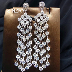 Sparkling CZ Tassel Wedding Earrings for Women