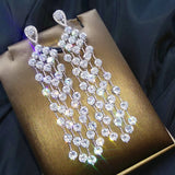 Sparkling CZ Tassel Wedding Earrings for Women